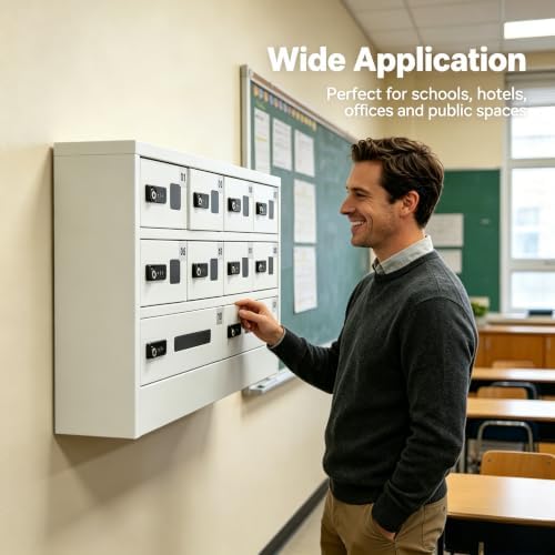 10-Compartment Cellphone Charging Locker, QC3.0 Fast Charging, 3-in-1 Ports (...