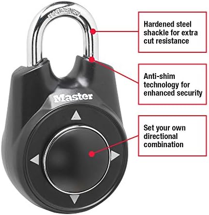 Master Lock 1500iD Set Your Own Directional Combination Padlock, Black