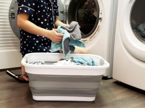 SAMMART 41L (10.8 gallon) Collapsible Plastic Laundry Basket-Foldable Pop Up ...