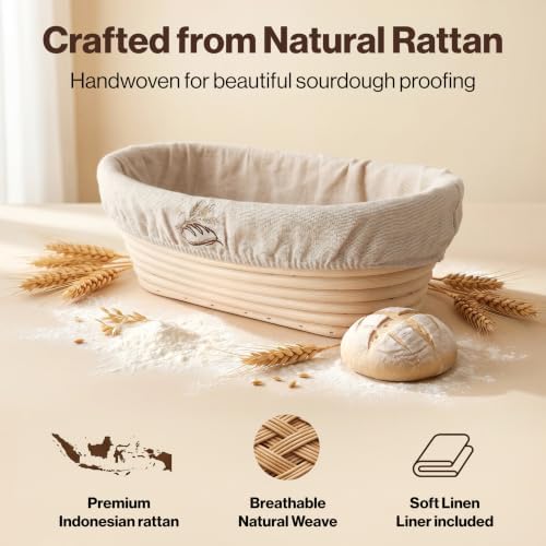 EDELHAUS Sourdough Starter Kit with Oval Banneton Proofing Basket
