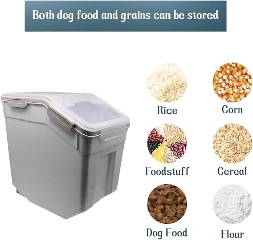 AnRui Dog Food Storage Container 30 Lb Rice Flour Bin with Wheels, 2 Pcs