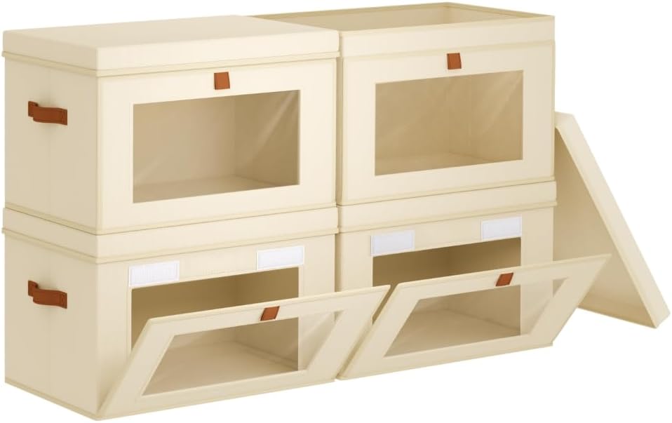 Homsorout Storage Bins with Lids - Closet Organizer with Front Opening