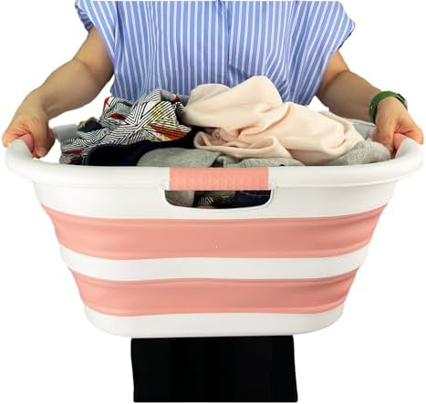 SAMMART 40L (10.5 gallon) Set of 2 Collapsible Plastic Laundry Hamper - Folda...