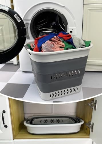 SAMMART 40L (10.5 Gallon) Collapsible Plastic Laundry Basket - Foldable Pop U...