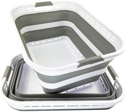SAMMART 42L (11 Galloons) Collapsible Plastic Laundry Basket - Foldable Pop U...