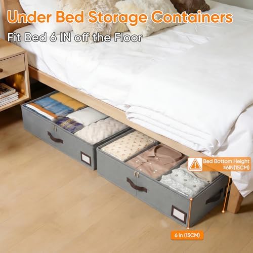 OIAHOMY 2 Pack 53L Under Bed Storage with Adjustable Dividers, 6" Low Pr...