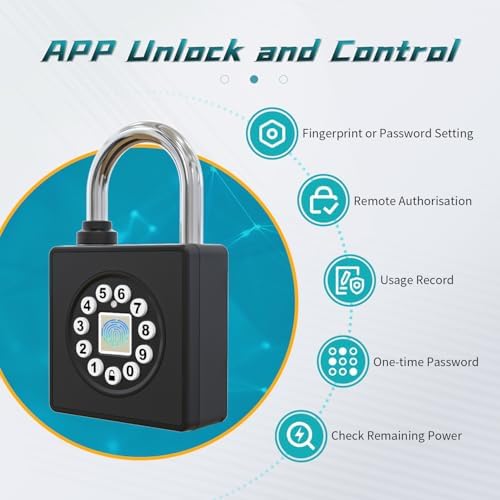 SFW Fingerprint Padlock with Key,Heavy Duty Combination Lock Locker,Water Res...