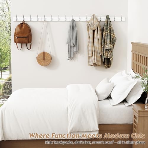 Forbena White Coat Rack Wall Mount 4-Pack, Coat Hanger Wall Mounted for Hangi...
