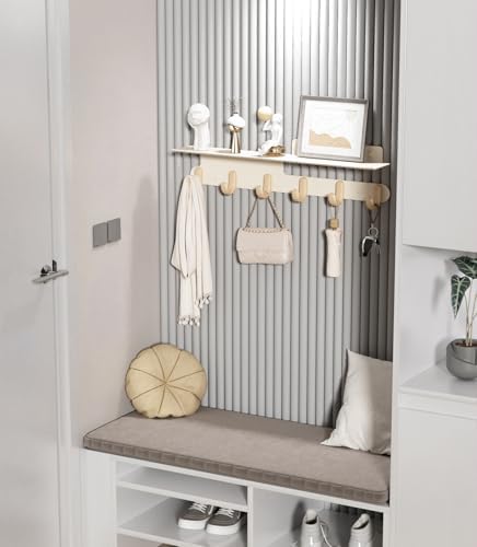 Wall Hooks with 22'' Shelf Coat Rack Wall Mount with 6 Hooks Entryway...