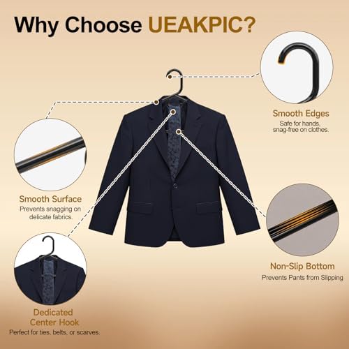 Black Plastic Hangers, Heavy Duty Clothes Hangers with Hooks