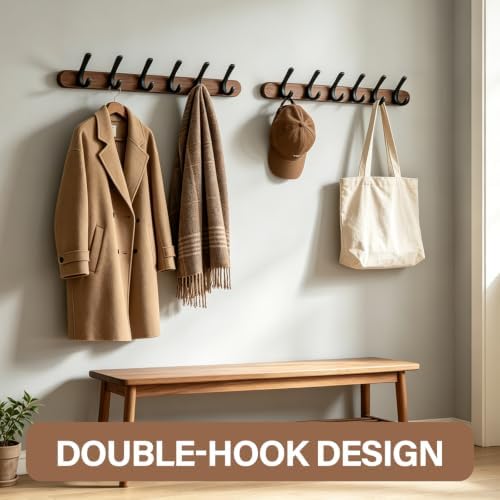 Walnut wall-Mounted Coat Rack 15.76" Spacing