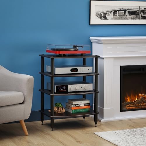 Pangea Audio Vulcan Four Shelf Audio Rack, Media Stand, and Components Cabine...