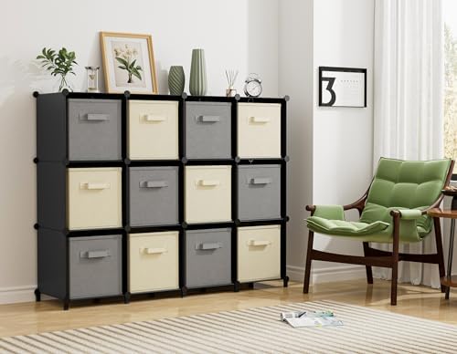 HOMIDEC Closet Organizers and Storage, 12 Cube Storage Organizer, Black