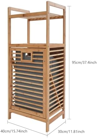 3-Tier Bamboo Tilt-Out Laundry Hamper, Pull-Out Dirty Clothes Storage Basket ...