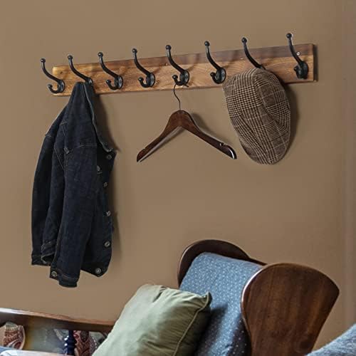 WEBI Rustic Coat Rack Wall Mount,35.43" Long 8 Cast Iron Coat Hooks Wall...