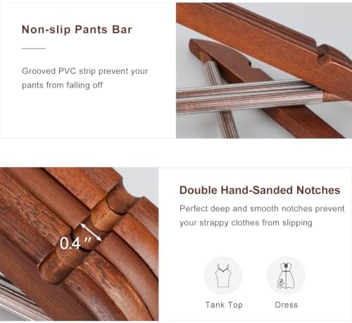 TOPIA HANGER Walnut Wooden Hangers 30 Pack, Heavy Duty Clothes Hangers