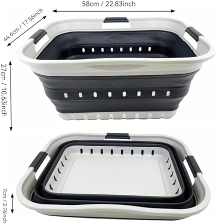 SAMMART 42L (11 gallon) Collapsible Plastic Laundry Basket - Foldable Pop Up ...