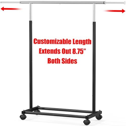 Simple Houseware Standard Rod Garment Clothing Rack, Black