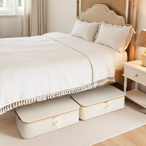 StorageWorks 7" Low Profile Underbed Storage Containers with Bamboo Frame