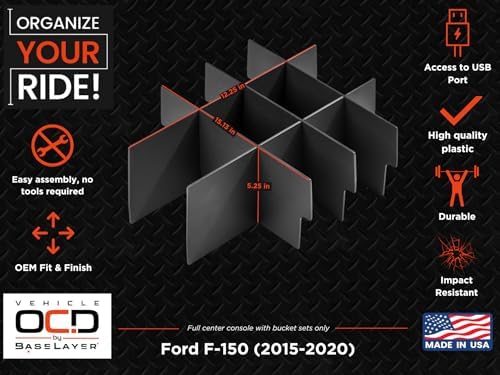 Vehicle OCD - Center Console Organizer for Ford F150 (2015-2020) (Full Consol...