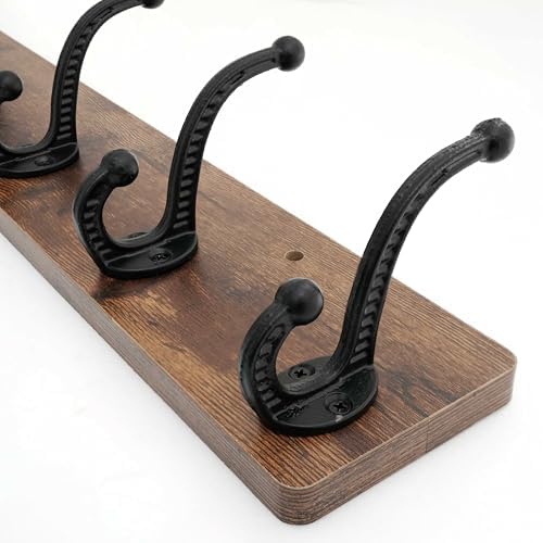WEBI Rustic Coat Rack Wall Mount,24" Long 6 Cast Iron Coat Hooks Wall Mo...