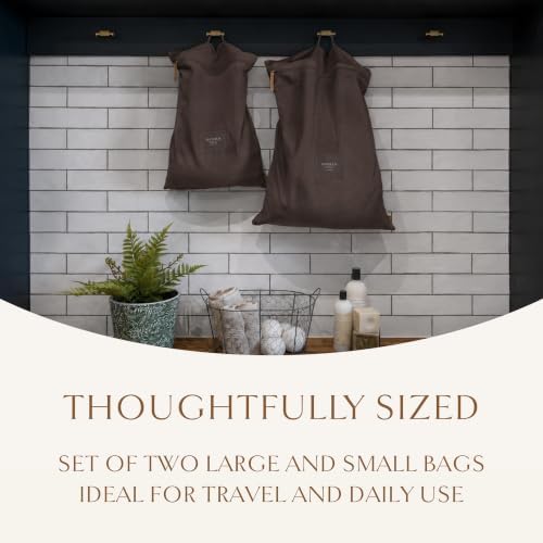 Hayden Hill Luxury Organic Cotton Travel Laundry Bags, Small & Large 2 Pack