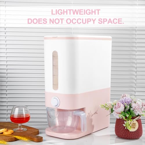 Rubtlamp 22.5-25 Lbs Pink Rice Dispenser, Rice Storage Container, Pink Rice S...