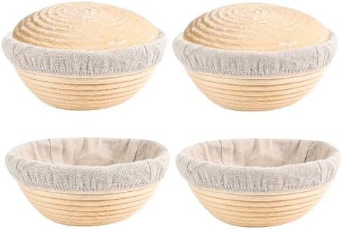 Banneton Bread Proofing Basket Set of 4PCS 6 Inch Mini Round Sourdough Dough ...
