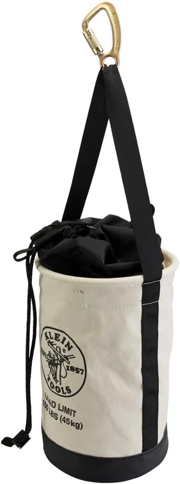Klein Tools 5114DSC Canvas Bucket, Heavy Duty Drawstring Close Tool Bucket, 1...