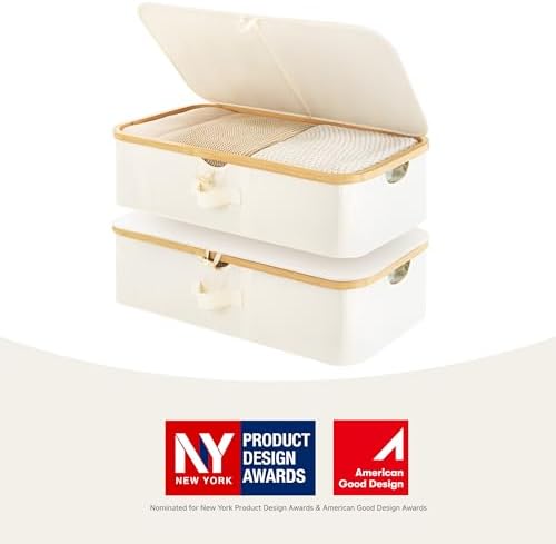 StorageWorks 7" Low Profile Underbed Storage Containers with Bamboo Frame