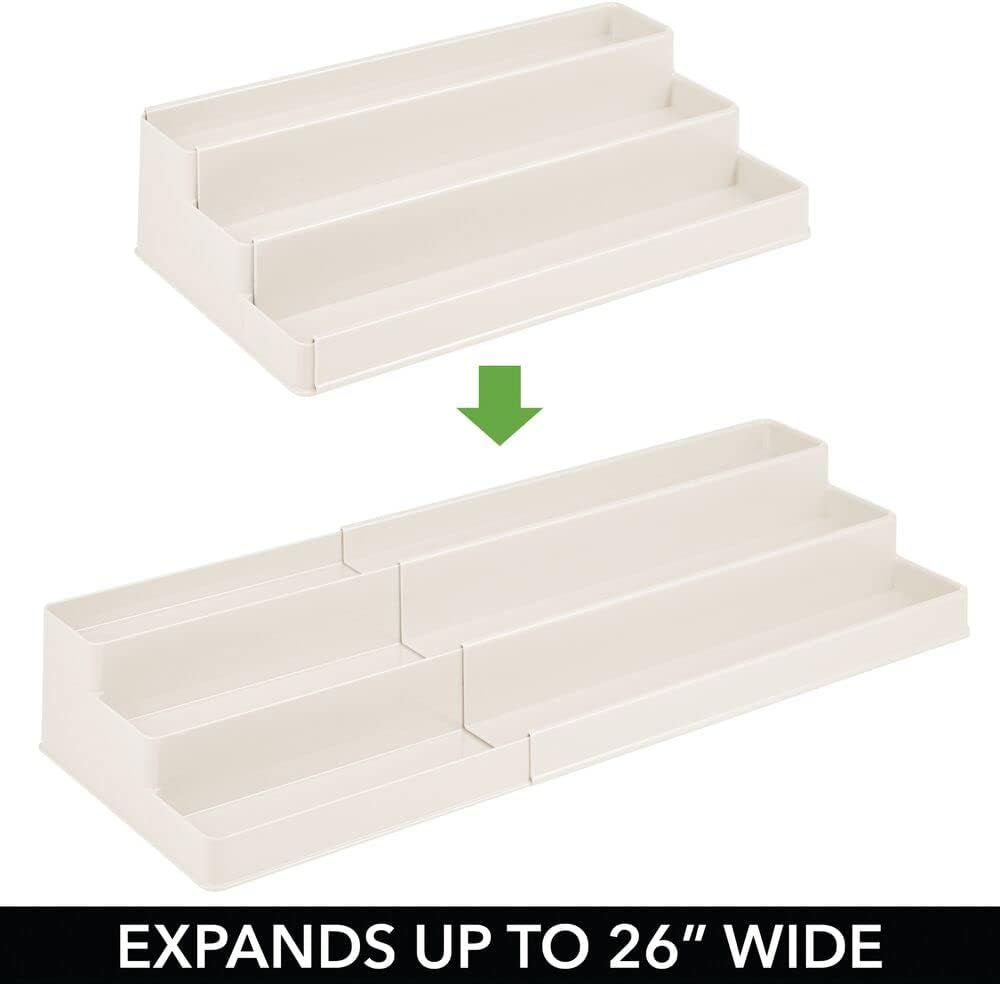 mDesign Medium Plastic Adjustable, Expandable Kitchen Cabinet, Pantry, Shelf ...