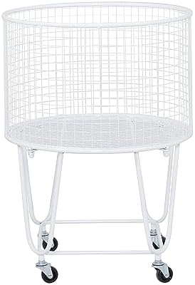 Deco 79 Metal Round Storage Cart with Wheels, 18" x 18" x 24",...