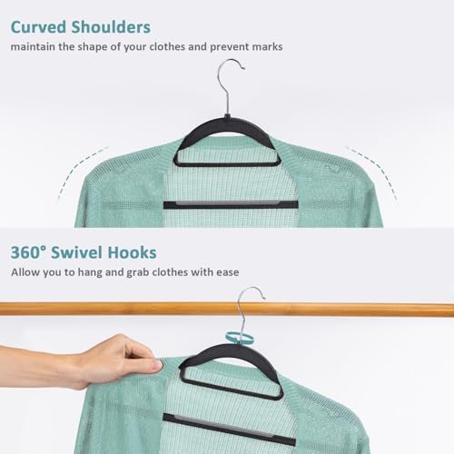 Tonswachic Coat Hanger 50 Pack, Space Saving Plastic Clothes Hanger, Black