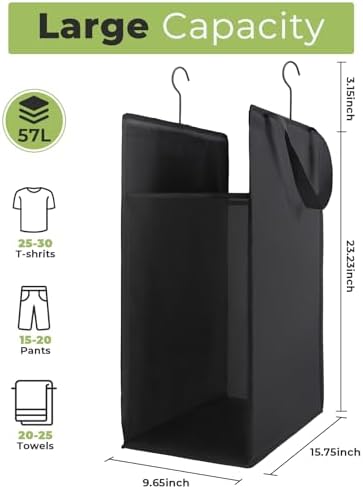 FENTEC Hanging Laundry Hamper,2 Pack Black Hanging Laundry Basket