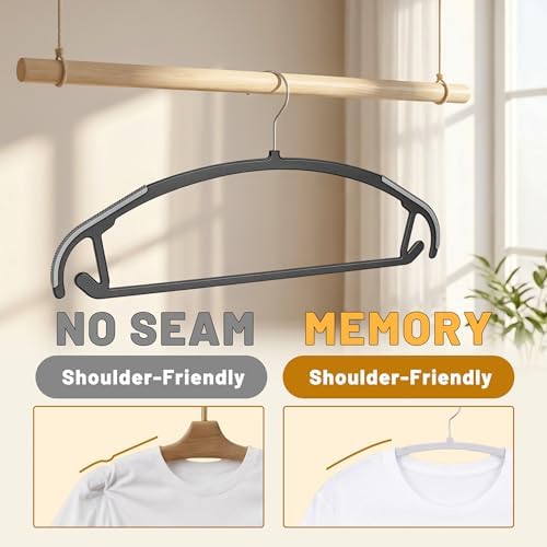 No-Bump Plastic Hangers, 50 Pack, Non-Slip Black