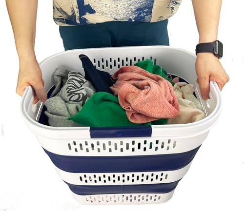 SAMMART 38L (10 Gallon) Collapsible Plastic Laundry Basket - Portable Pop-Up ...