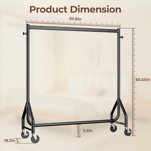 HYSEYY Clothes Clothing Rack, Rolling Heavy Duty Clothes Rack Load 420 LBS Wi...