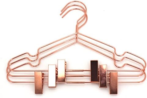 50 Pack 13" Rose Copper Gold Shiny Metal Wire Clothes Hangers with Clips...