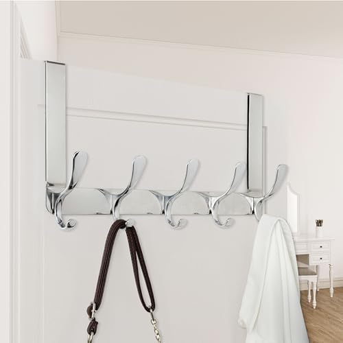 WEBI Over The Door Hook 5 Coat Hooks,Over The Door Towel Rack,Door Hanger Ove...