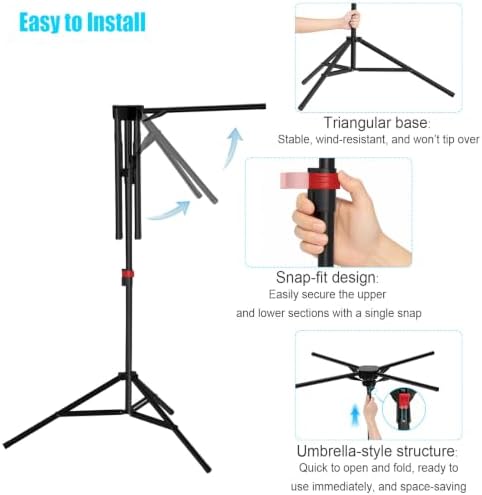 Portable Tripod Clothes Drying Rack, Foldable 4-Bar Rack for Space Saving