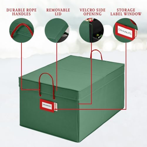 HOLDNโ STORAGE Christmas Ornament Storage Box with Dividers, Holds Up to 72 O...