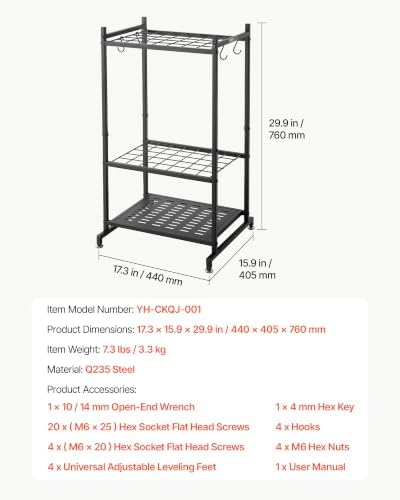 VEVOR Garden Tool Organizer, 35 Slots with Hooks, Metal Garage Storage Rack