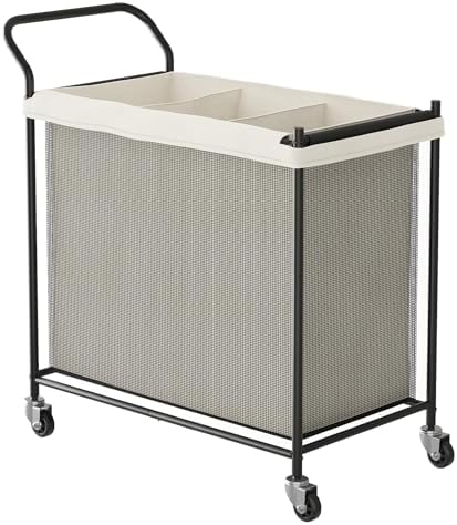 Laundry Hamper 3 Section, Laundry Basket with Wheels-165L, Removable Washable Bags, Height-Fitted Rolling Laundry Cart for Laundry Room & Bedroom