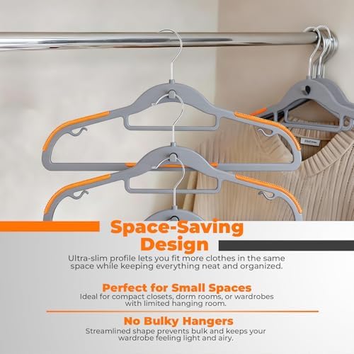 Plastic Hangers 50 Pack, Cascading Slim Space Saving Clothing Hangers with 36...