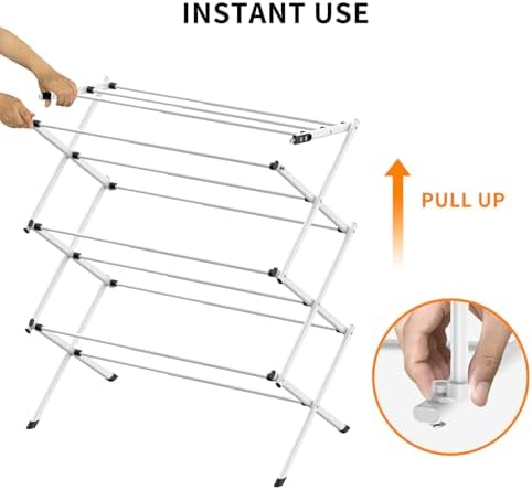 3 Tier Clothes Drying Rack, Foldable Drying Rack Clothing,Indoor & Outdoo...