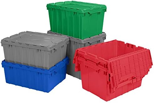 Akro-Mils 39170 Industrial Plastic Storage Tote with Hinged Attached Lid, (21...
