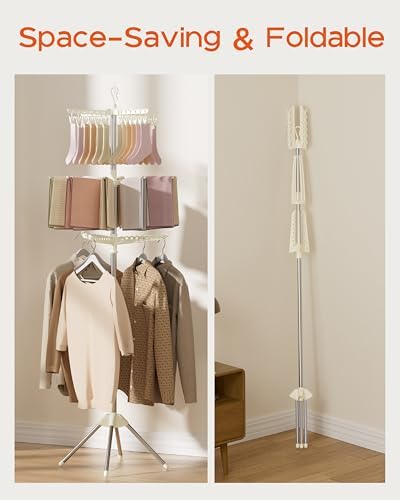 CASAMAYA Clothes Drying Rack Foldable, 79.5 inch 3 Tier Laundry Drying Rack w...
