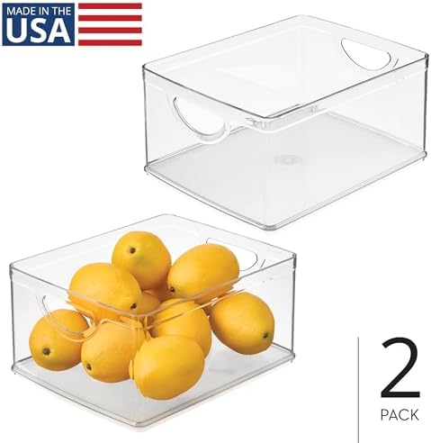 iDesign Pantry Storage Bins with Handles, Set of 2, Clear