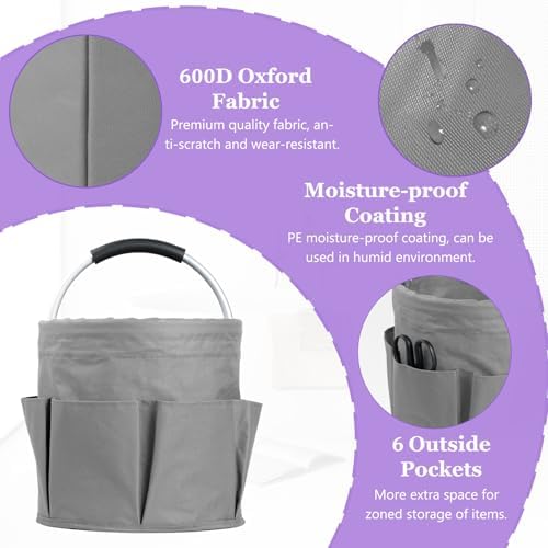2Pcs 17L Foldable Cleaning Caddy Tote with Handle for Camping, Dark Gray