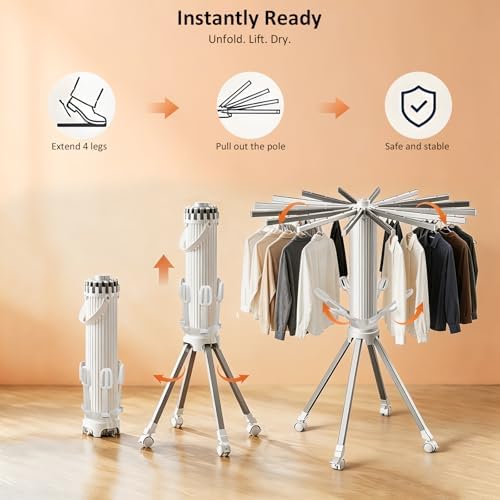 Foldable Laundry Rack with 6 Shoe Holders 24 Clothespins